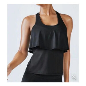 Fabletics Women’s Ashlynn Double Up Tank Athletic Workout Black Size Small